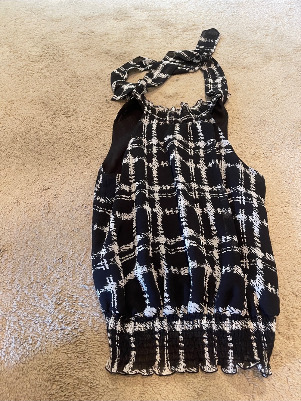 Alfani Black and White Plaid Halter Dress for Girls
